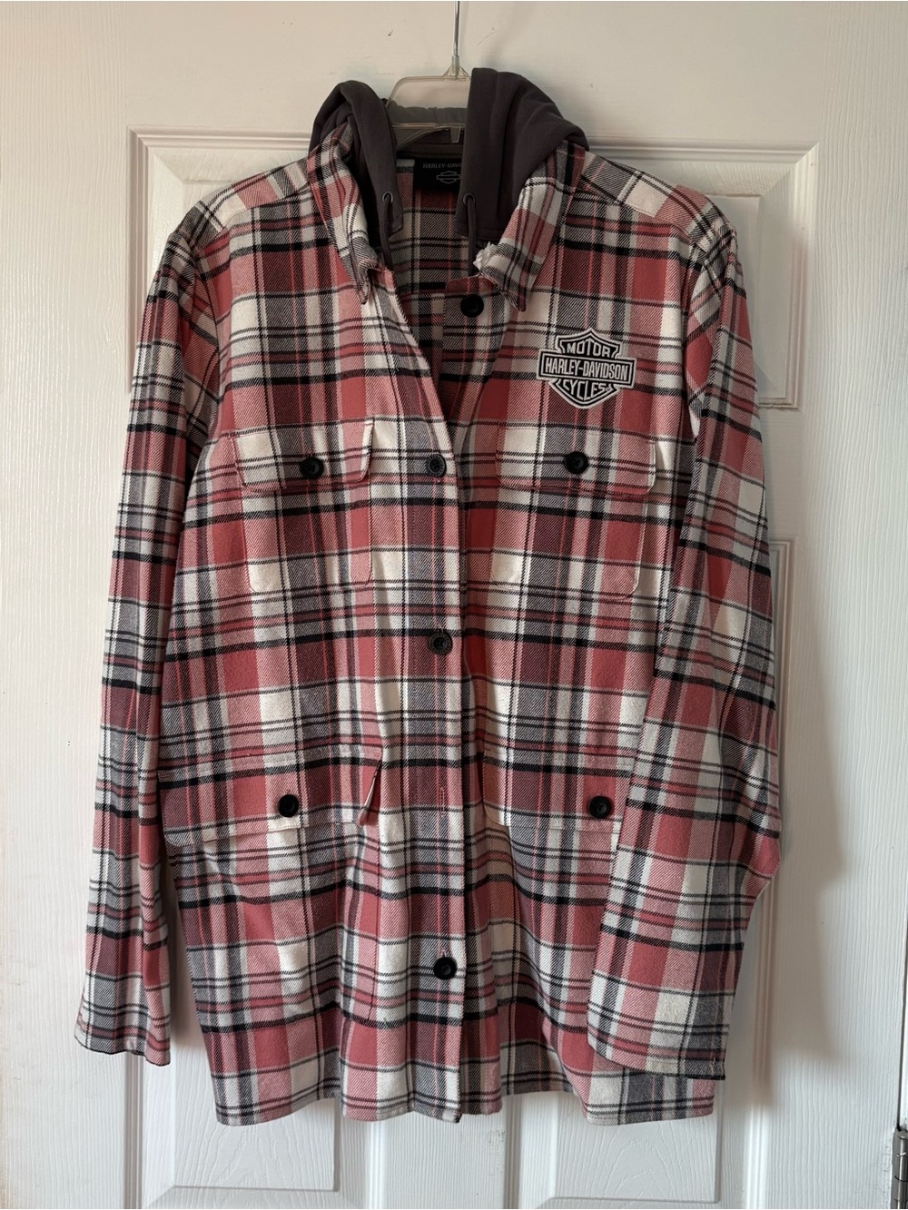 Harley-Davidson Women’s Plaid Hooded Flannel Shirt Size XL